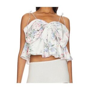 SOLD Selkie Cotswold Sacre Coeur Floral Print Tank Top - White and Pink